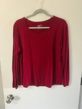 47 Women’s Long Sleeve Crewneck Top - Burgundy Red